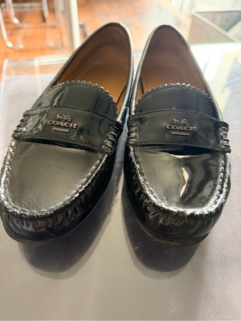 COACH Women’s Black Patent Leather Driving Loafers - Picture 2 of 5